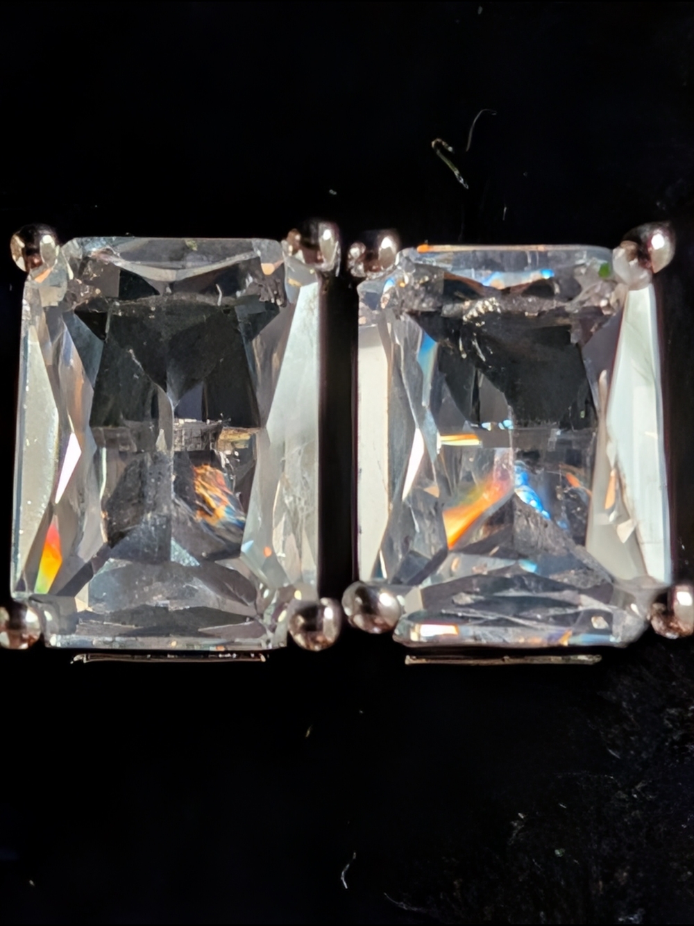 4 Carat Moissanite and Sterling Silver Emerald Cut Earrings